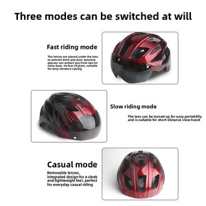 Casque de vélo PC EPS avec lentille magnétique, pour adulte, vélo de route, VTT, coupe-vent, respirant, design monobloc, protection contre les chocs, demi-coque - Product Image 4
