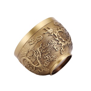 Tasse à thé en laiton de style chinois, petit bol doré, service à thé de style chinois, tasse <span class=keywords><strong>Momofuku</strong></span> Dragon Phoenix pour cadeau à la maison - Product Image 6