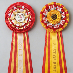 Rubans et rosettes personnalisés en satin rose pour concours canins et équestres, récompenses pour événements, grandes rosettes de concours d'équitation, vente en gros à prix abordable - Product Image 2