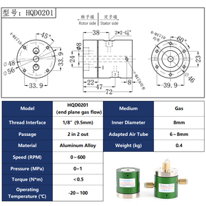 حلقة انزلاقية هوائية بـ 2 و4 ممرات |   منافذ وجهية لأنابيب 6/8 مم |   1 ميجا باسكال |   360 °   بدون تشابك - Product Image 4