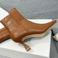 Bottines en cuir à bout carré pour femmes, avec fermeture éclair latérale, talon chaton, élégantes, noires, blanches, marron