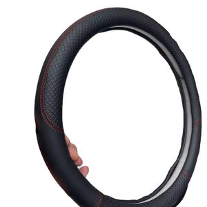 Cubierta Universal para <span class=keywords><strong>volante</strong></span> de coche, cubierta de cuero de PU y PVC, fibra de carbono, <span class=keywords><strong>forma</strong></span> redonda <span class=keywords><strong>D</strong></span>, 38cm, 40cm - Product Image 1