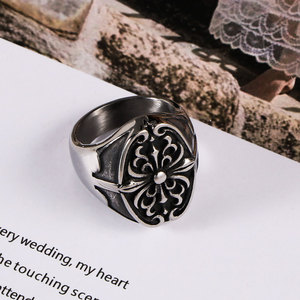 Men's Cross <b>Titanium</b> Steel <b>Ring</b> Space Gray SA650 Everyday Wear Jewelry - Product Image 3