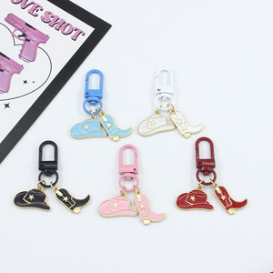 Porte-clés Cowboy Western Américain Chapeau de Cowboy Bottes de Cowboy Alliage Durable Voiture Sac Couple Pendentif Ornement Accessoires - Product Image 2