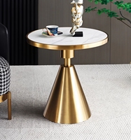 Table basse d'hôtel en acier inoxydable, table ronde de luxe légère pour la maison, table d'appoint amovible pour canapé d'angle