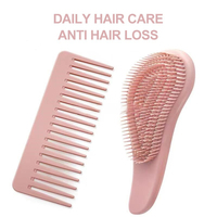 Ensemble de 3 brosses à cheveux en ABS rose avec peigne démêlant à dents larges, masseur de cuir chevelu, brosse à shampooing pour cheveux secs et mouillés