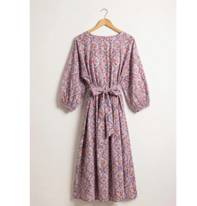 Pink Heart Stripe Hand Block Printed Cotton Maxi Dress <b>for</b> <b>Women</b> Boho Beach Summer Holiday <b>Resort</b> Vacation Casual <b>Wear</b> - Product Image 2