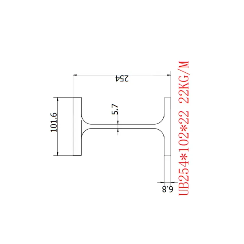 H-shaped steel  EN10034:1993  UB254*102*22 Specifications 254*101.6*5.7*6.8 Installable number