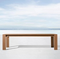 Ensemble de table à manger d'extérieur moderne, imperméable, durable, en teck massif, pour villa, cour, hôtel, patio, jardin