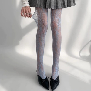 Medias de red florales de moda de verano, pantimedias <span class=keywords><strong>blancas</strong></span> <span class=keywords><strong>transparentes</strong></span> anti-rozaduras, leggings huecos de encaje y spandex sostenibles - Product Image 5