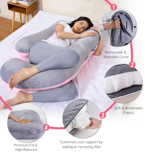 Oreillers de grossesse pour dormir, oreiller en forme de U de 55 pouces pour tout le corps et soutien de maternité pour le dos, les hanches, les jambes, le ventre, femme enceinte - Product Image 5