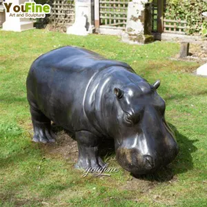 Открытый сад декор в натуральную величину металлическая Ферма Животных Статуя Большая бронзовая скульптура бегемота