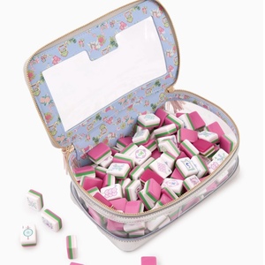 NUEVO Juego <span class=keywords><strong>de</strong></span> Mahjong Americano Moderno <span class=keywords><strong>de</strong></span> 4 Capas <span class=keywords><strong>de</strong></span> Acrílico, 160 Fichas, Diseño Floral Pastel con Estampado <span class=keywords><strong>de</strong></span> León, Plegable y Resistente, para Fiestas en Casa - Product Image 1