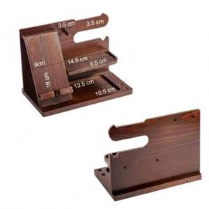 USA Mairun Brown Classic Metal Ash Valet Tray Bedside Caddy Nightstand Organizer Three-Layer Standing Type Storage Phone Docking - Product Image 6