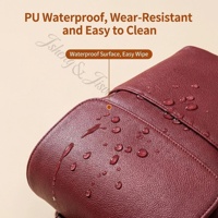Mochila de Pañales de Cuero Genuino de Lujo, Resistente al Agua y de Gran Capacidad |   Bolsa de Maternidad Color Borgoña Compatible con Cochecito