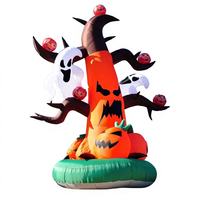Décoration Gonflable Géante Halloween Château Citrouille Monstre avec Lumières LED Effrayantes, Air Dancer Imprimé UV, Ventilateur Intégré
