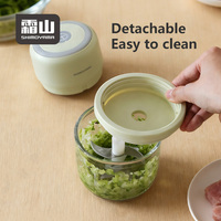 Hachoir Électrique Sans Fil Portable SHIMOYAMA en Acier Inoxydable pour Aliments, Mini Hachoir à Ail