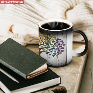 Modern Dining Room Tabletop Mug Frosted Black 11oz <b>Ceramic</b> Heat Sensitive Magic <b>Cup</b> - Product Image 3