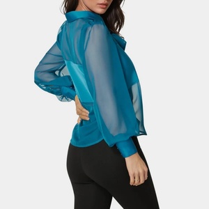 Blusa de Chifón con Lazo en el Cuello y Manga Larga, Elegante, Personalizada, para Mujer, Otoño 2025, Nueva Colección OOTD - Product Image 2