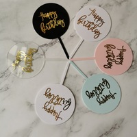 Décoration de gâteau en acrylique, pas cher, rond en forme de cœur, étoile, joyeux anniversaire