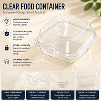Boîte alimentaire transparente en PET avec couvercle, emballage plastique à emporter, boîte de rangement alimentaire à clapet pour salade, dessert, fruits