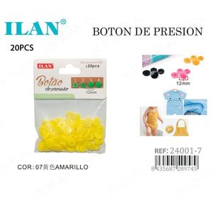 Pulsante a pressione Ilan 12mm giallo 20 pezzi per abbigliamento - Product Image 1