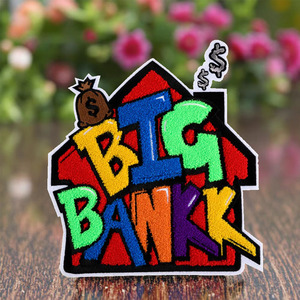 Gran Banco casa roja y coloridos parches bordados con letras en inglés toalla personalizada hierro en coser parche de chenilla personalizado - Product Image 1