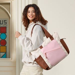 Wholesale Puffer Shopping Bag Quilted Puffy Teacher Tote Nurse Bag <b>Large</b> Shoulder Laptop <b>Purse</b> - Product Image 2