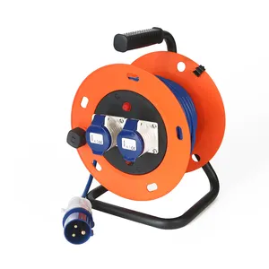 2-Gang 25/50m 240v CEE Industrial Cable Reel With CEE Plug IP44 16A