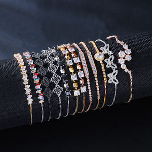 Hoge Kwaliteit Cz Zirkonia Kristal Glijbaan Verstelbare Hiphop Kruis Armband Trendy Bruiloft Sieraden Cadeau Voor Rhodium Waterdruppel - Product Image 1