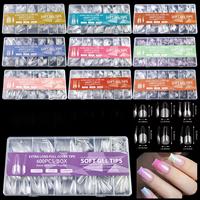 Venta al por mayor 600 unidades/caja de puntas de uñas postizas de ABS de cobertura completa, diseño francés, cuadradas, tipo ataúd, stiletto, largas, almendradas, para extensión de uñas.