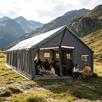 Tente de réception commerciale robuste 5m x 15m, structure en acier galvanisé, imperméable, 4 saisons, tente de glamping safari extérieure