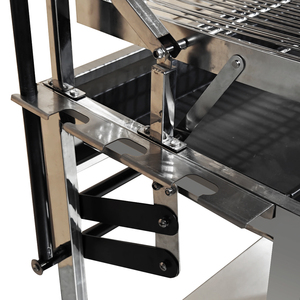 Cắm trại nướng di động ngoài trời BBQ nướng phổ có thể điều chỉnh gấp Giỏ thép không gỉ Net xoay than lật BBQ Gril - Product Image 5