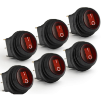 Interrupteur à bascule rond étanche IP67 12V 20A 250VAC avec LED rouge, SPST 3 broches KCD1 pour voiture, bateau, marine