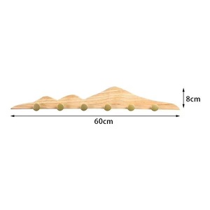 Ganchos de pared de madera maciza con 4 ganchos de latón en forma de montaña para recibidor, armario o perchero. - Product Image 3