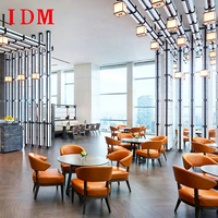 Ensemble de meubles de restaurant d'hôtel de luxe, design personnalisé IDM, table à manger moderne en bois massif 4 places, écologique