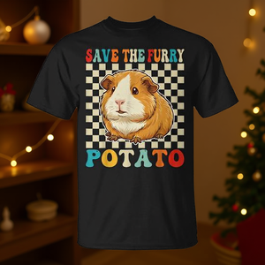 Simpatica maglietta con porcellino d'India e il simpatico patatino peloso, stile natalizio - Product Image 3