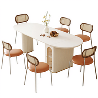 Table et chaises pliantes télescopiques en bambou modernes et simples, combinaison pour la maison, petit appartement, rectangulaire, crème