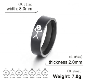 Anello da Nuoto alla Moda in Acciaio Inossidabile con Simpatico Cartone Animato, Disegno Semplice, Marcatura Laser, Faccina Sorridente e Omino - Offerta Speciale - Product Image 2