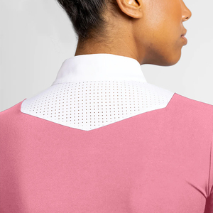 Nouveau Design rose blanc high-tech seconde peau chemises de compétition bouton col montant manches longues retour sur les chemises de spectacle équestre - Product Image 3