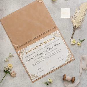Folio de Certificado de <span class=keywords><strong>Boda</strong></span> de Terciopelo Lujoso Hecho a Mano con Estampado de Lámina Personalizado, Funda Refinada para <span class=keywords><strong>Documentos</strong></span>, Recuerdo para Fiestas de Navidad y Eventos - Product Image 4