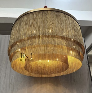 Diametro 60 90cm nappa rotonda antico rame rame luce a sospensione per interni lampadario illuminazione a soffitto nero - Product Image 3