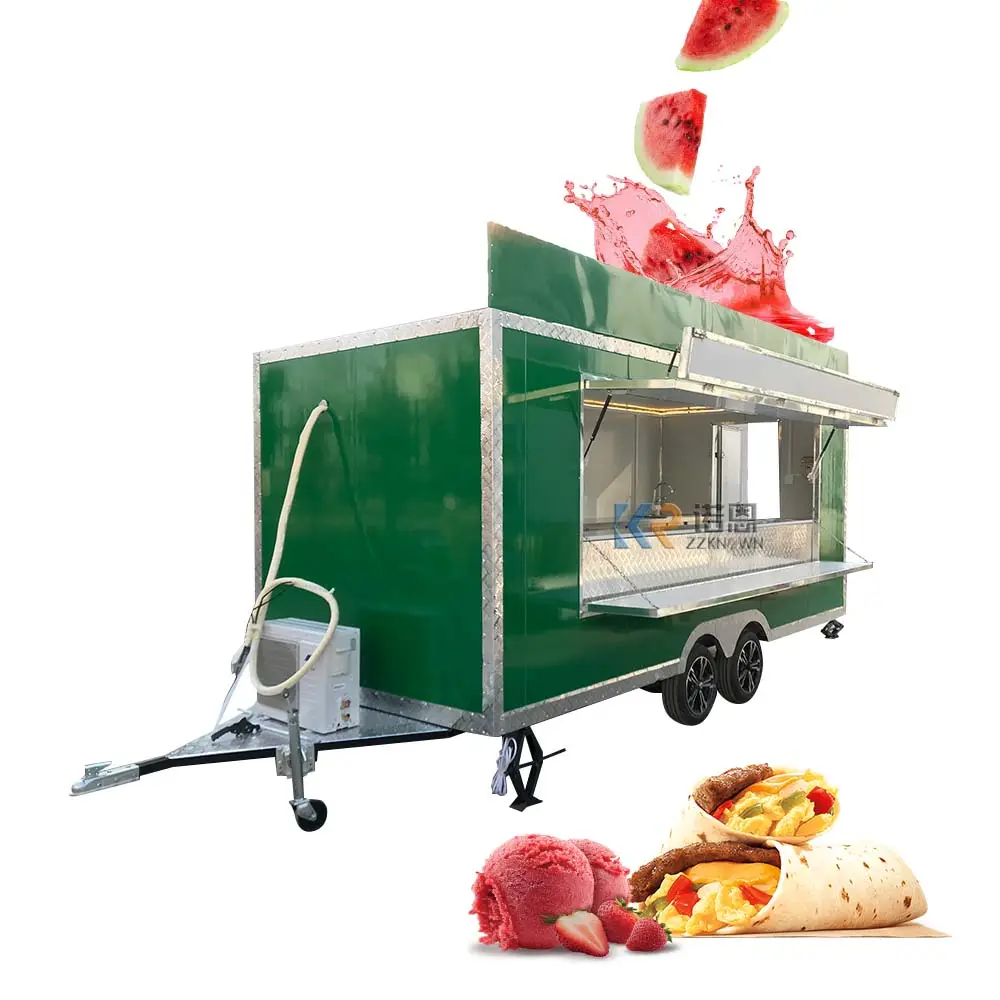 Chariot de restauration rapide pour équipement de cuisson Chariot de crème glacée mobile Mini chariot de remorque d'aliments de rue personnalisé avec la norme américaine