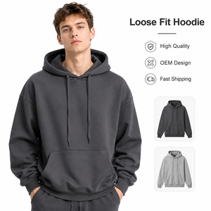 Sweat à capuche unisexe surdimensionné en molleton de coton épais 320 GSM, chaud et doublé, avec épaules tombantes, idéal pour l'hiver, modèle assorti pour couple - Product Image 1
