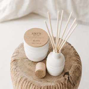 AIKUN Premium Glass <b>Reed</b> <b>Diffuser</b> Soy Wax Candle Private Label Manufacturer Aromatherapy Gift Set <b>for</b> Promotional Gifts - Product Image 1