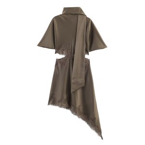 SHENZHU 2026 Primavera/Verano Nuevo Vestido Casual Elegante <span class=keywords><strong>de</strong></span> <span class=keywords><strong>Manga</strong></span> <span class=keywords><strong>Corta</strong></span> con Cuello Mao y Detalles <span class=keywords><strong>de</strong></span> Patchwork con Cintura Ahuecada Sexy 5919041 - Product Image 3