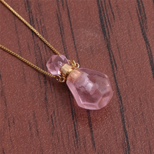Collar con Colgante de Piedra Preciosa Clásico y Sencillo, Joyería Conmemorativa, Botella de Perfume Abrible en Forma de Llama, Botella para Aceites Esenciales - Product Image 2