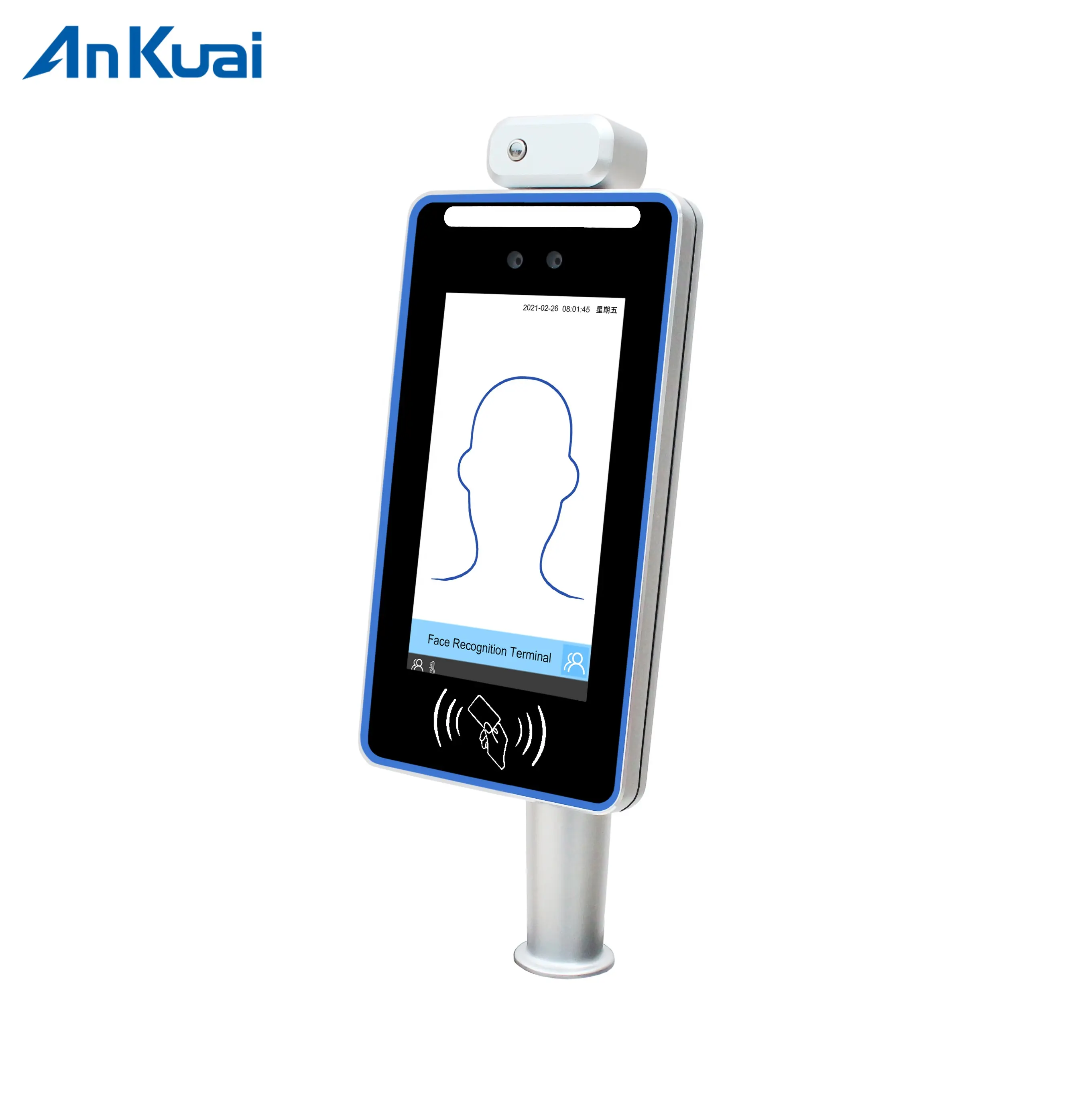 AI Face Recognition Body Temperature Scanner Measuring Device for Access Control Support Multi-language
