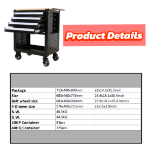 Heavy Duty 4-Drawer Rolling Metal Tool <strong>Cart</strong> with Open Shelf Lockable Mobile Cabinet OEM/ODM Customizable for Garage Workshop - Product Image 2