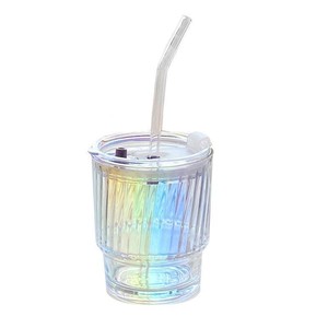 Gobelet en verre Aurora coloré avec paille, gobelet à double compartiment, cadeau promotionnel, gobelet à eau, cadeau de grande ouverture - Product Image 1